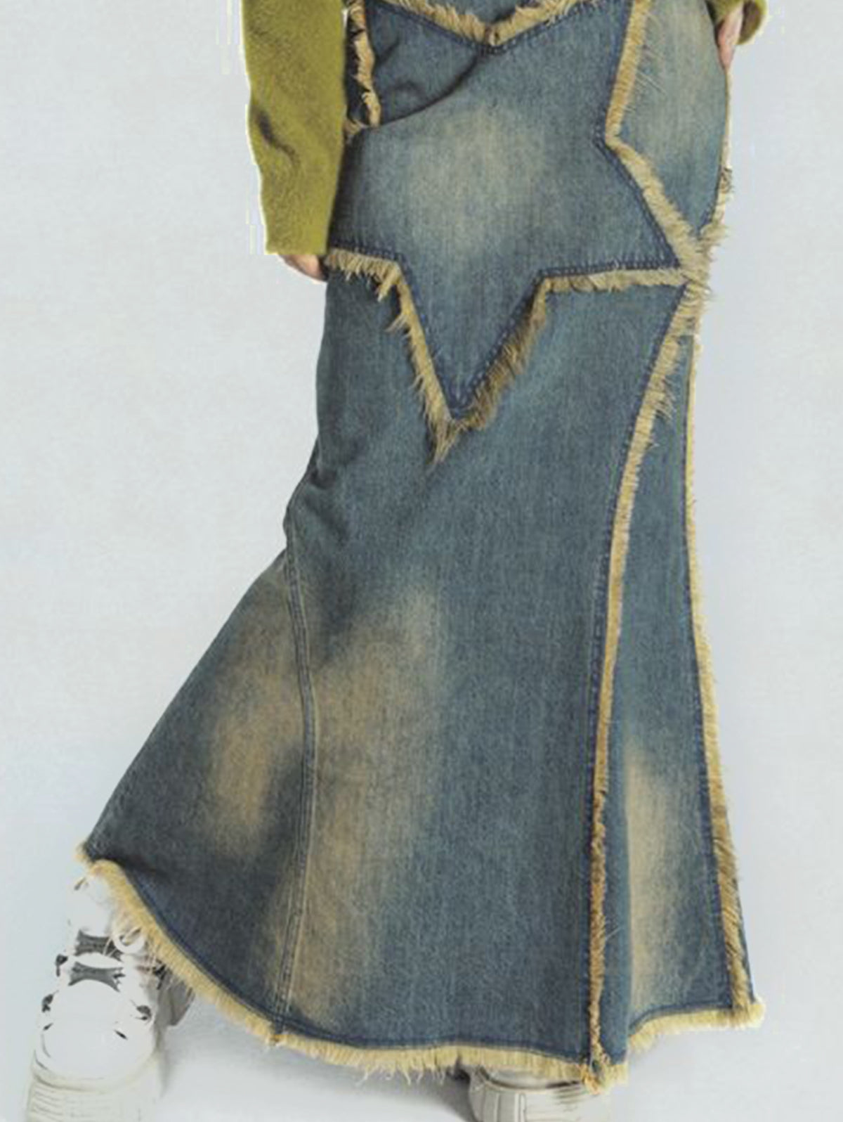 Vintage Light Washed Brushed Trim Skirt