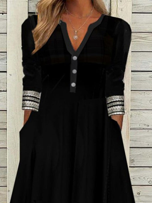 Casual V-Neck Print Dress