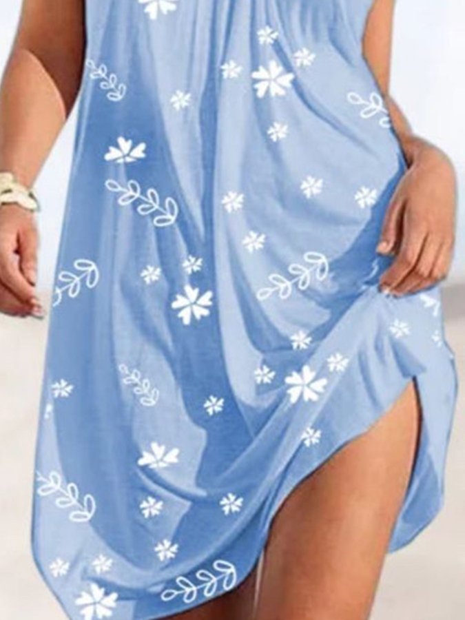 Printed Loose Resort Strap Beach Dress