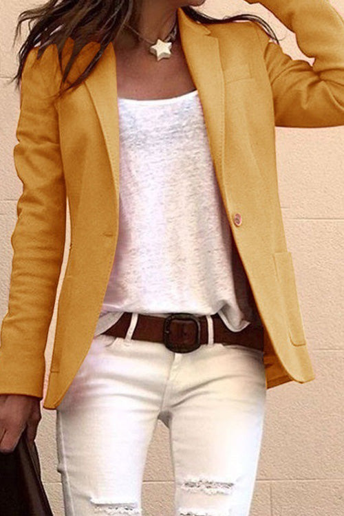 Fashion Solid Lapel Long Sleeve Slim Suit Coat