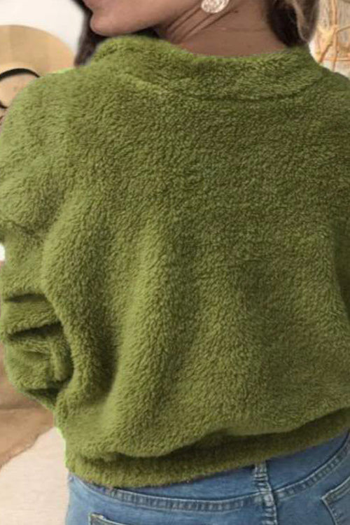 Autumn Winter Fashion Casual Plush Zipper Long Sleeve Coat