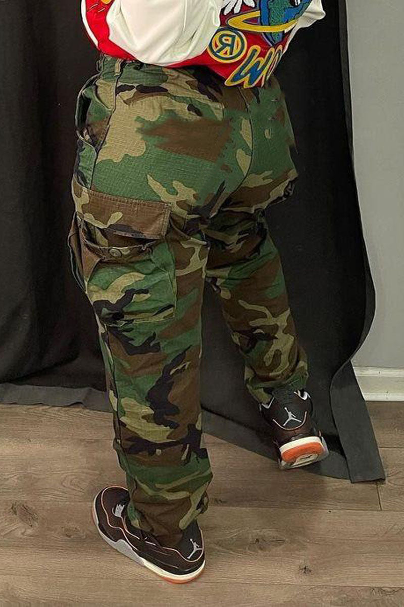 Camouflage Print Plus Size Pants