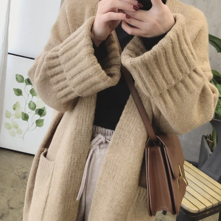 Loose And Lazy Mid-length Sweater Coat