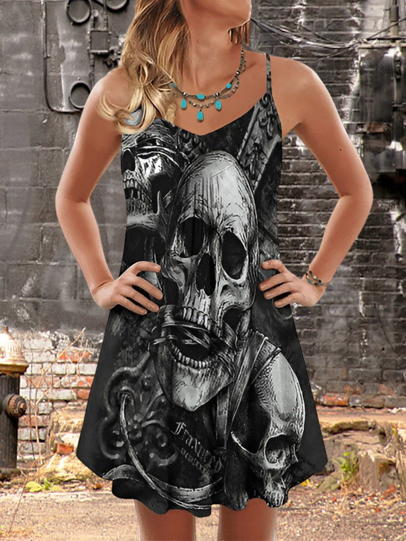 Fashion Skull Printed Cami Dress
