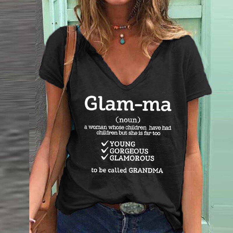 Women's GLAM-MA Lettered Casual T-shirt