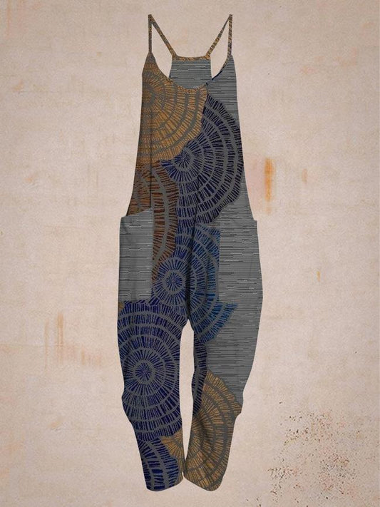 Casual geometric pattern print comfortable pocket jumpsuit