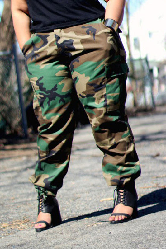 Camouflage Print Plus Size Pants