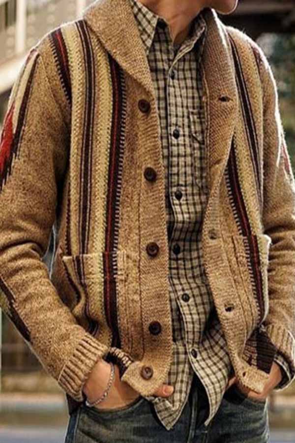 Men's Long-sleeved Lapel Long Sleeves Jacket