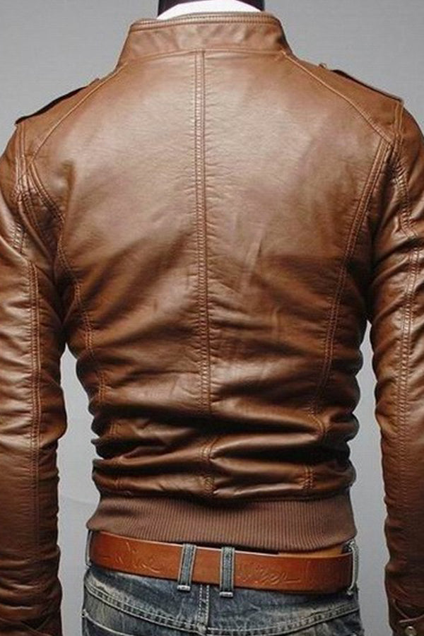Men's Zipper Leather Jacket
