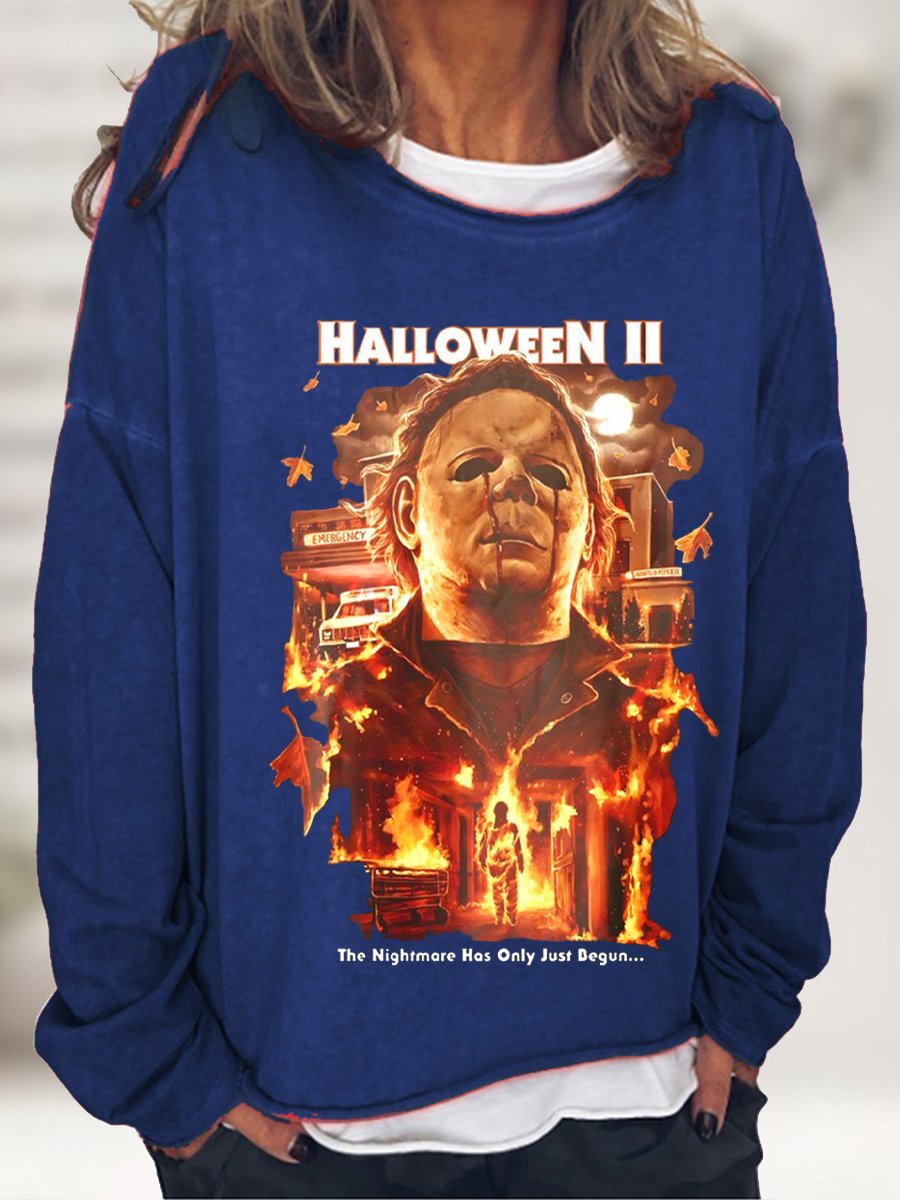 Women's Halloween The Nightmare Has Only Just Begun Burning Print Top