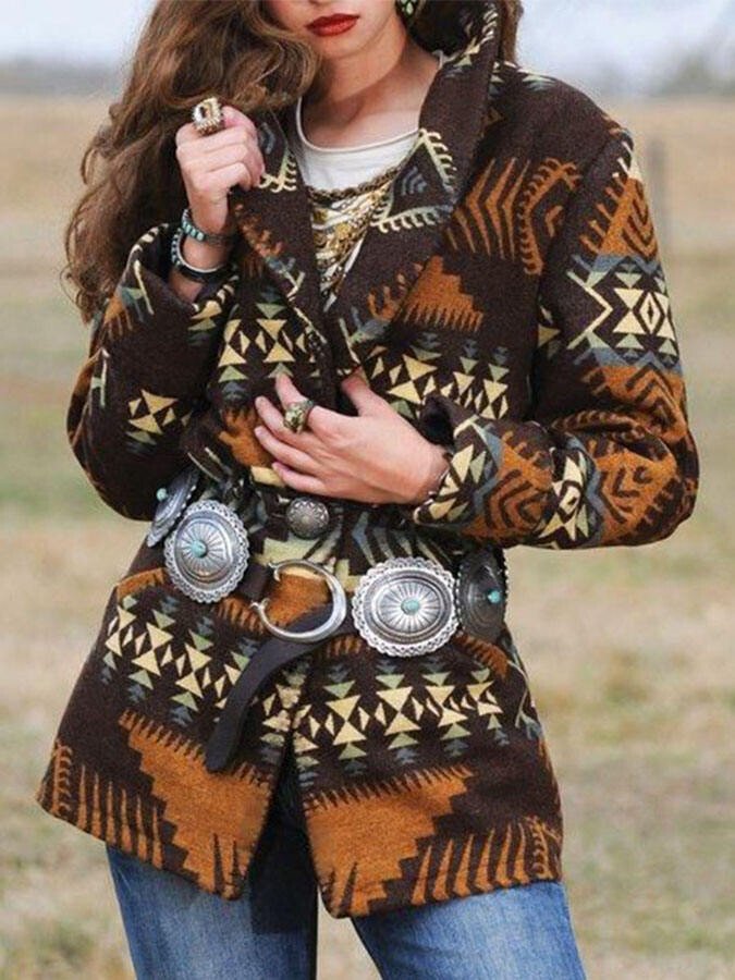 Western Ethnic Style Geometric Vintage Coat