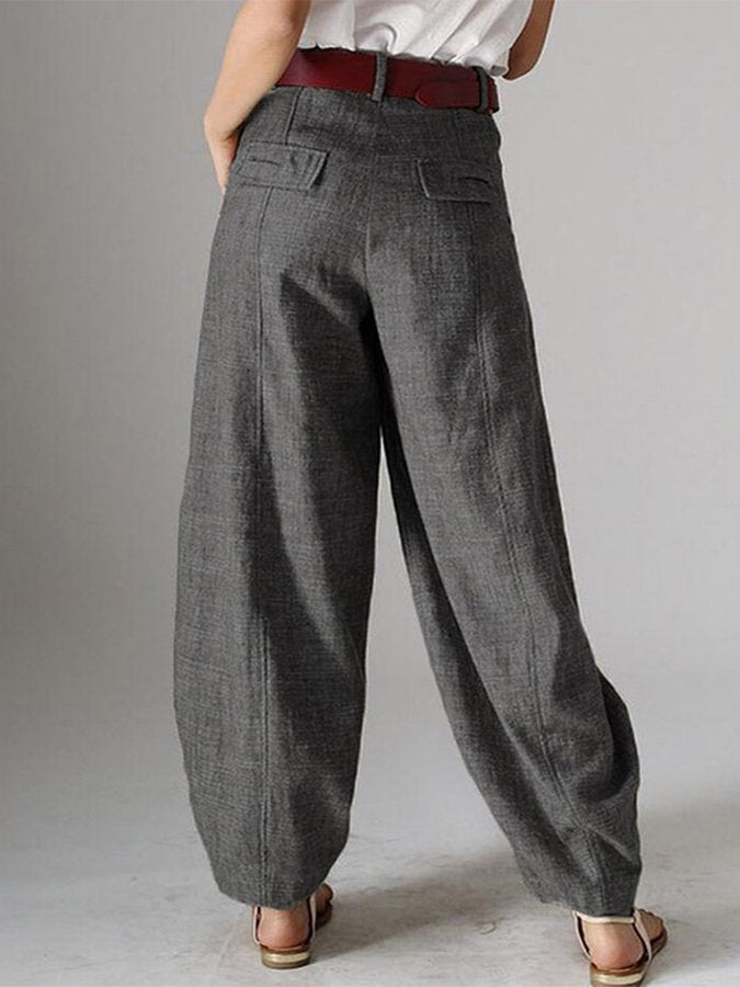 Women's Casual Solid Color Baggy Pockets Harem Pants