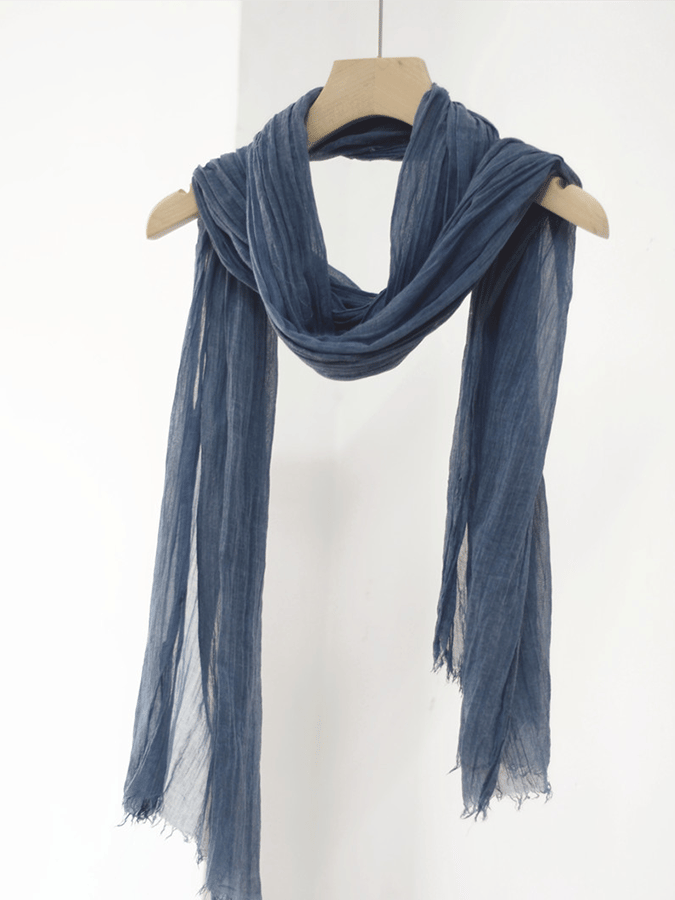 Women's small size pleated cotton and linen silk scarf