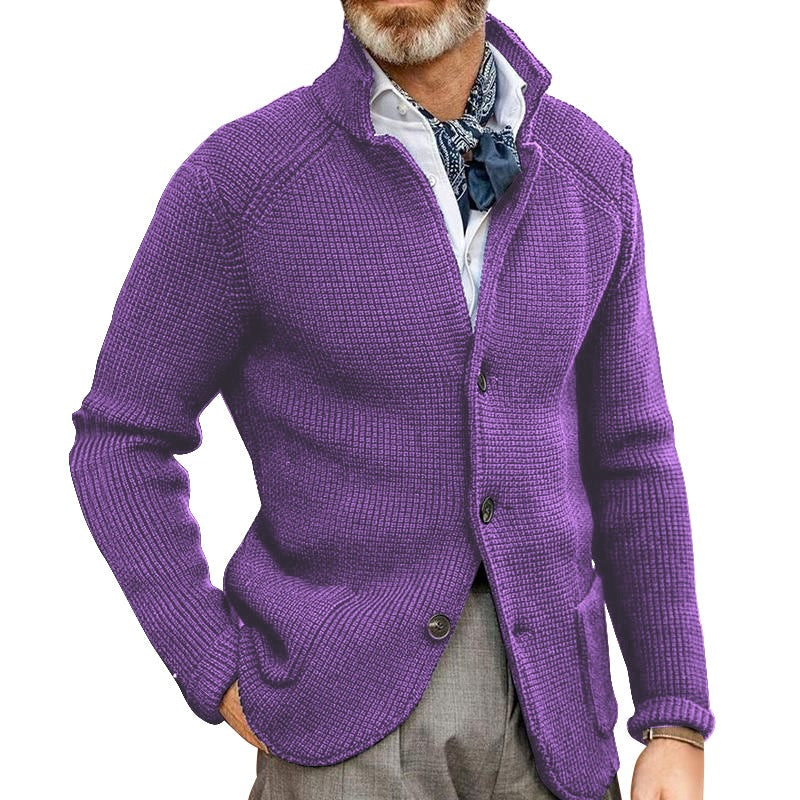 Men's Casual Stand Collar Knit Blazer 65688948M
