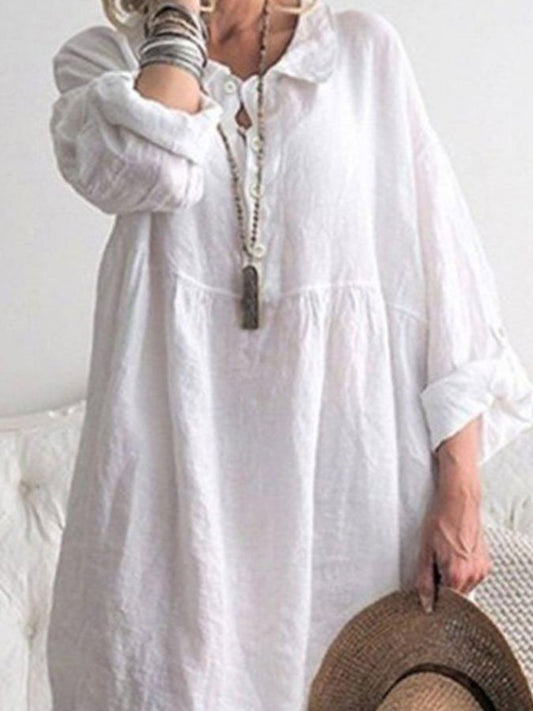 Loose Linen Solid Dress