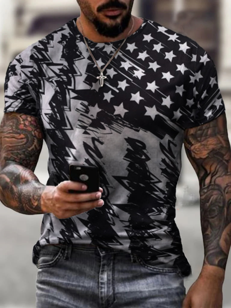Mens American Flag Print T-shirt