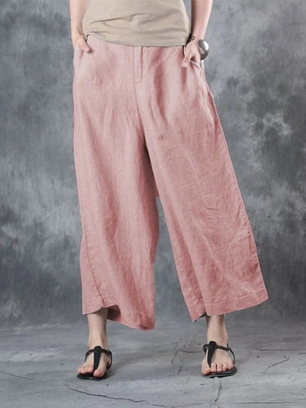 Women's Cotton Linen Casual Ninth Pants