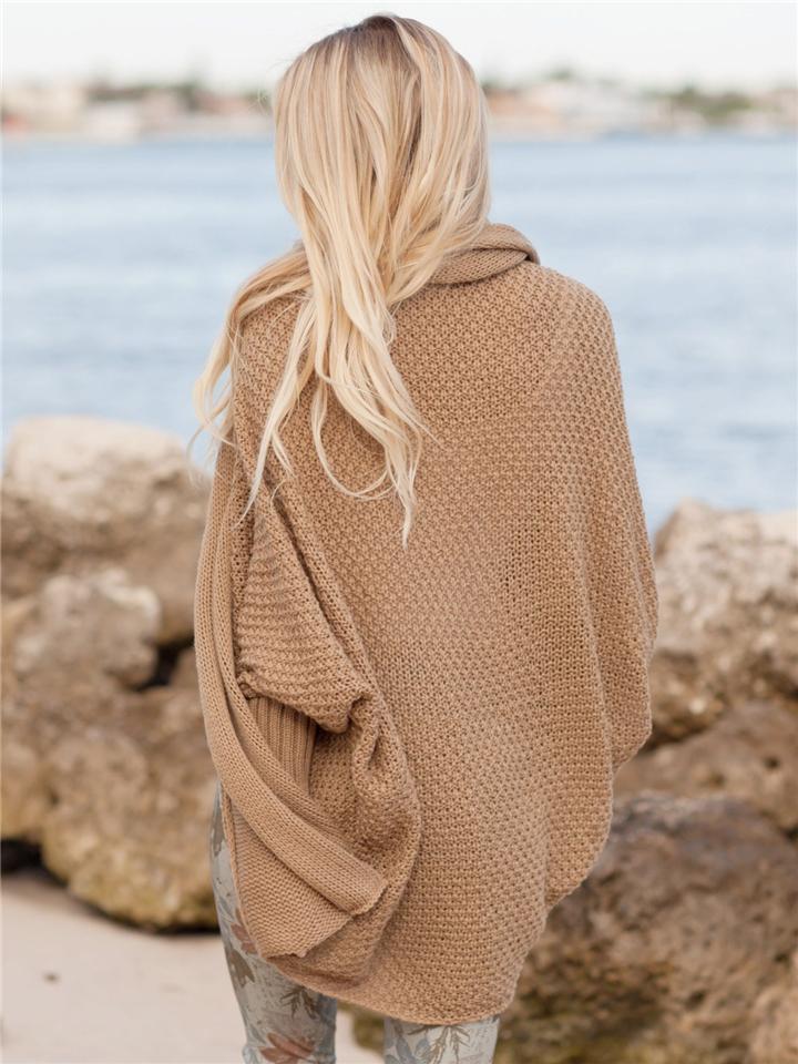 Comfy Casual Solid Color Batwing Sleeve Knit Cardign Sweaters Coats
