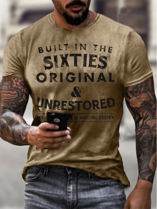 Mens Built In The Sixties Unrestored Motorcy Printed T-shirt