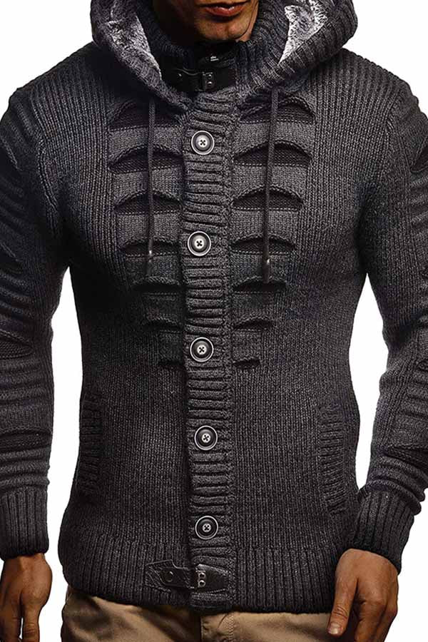 Men's Hooded Knit Cardigan Jacket