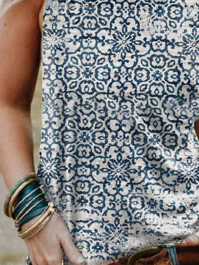 Western Geometric Print Short Sleeve T-Shirt