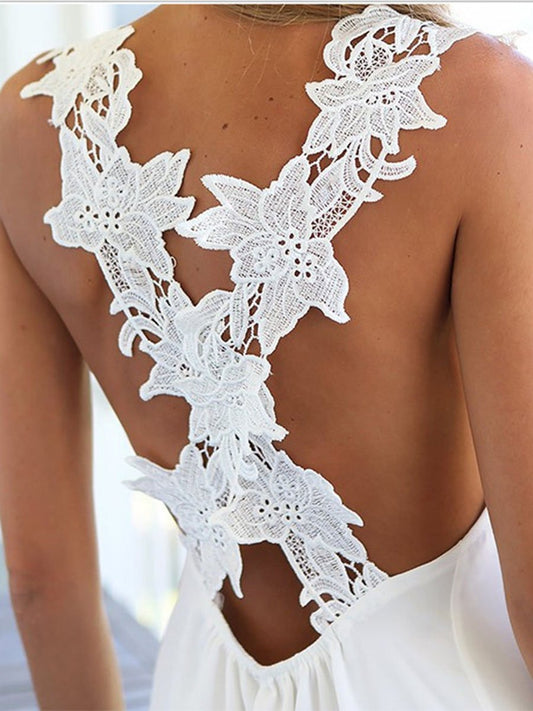 Vacation Style V-Neck Backless Dress