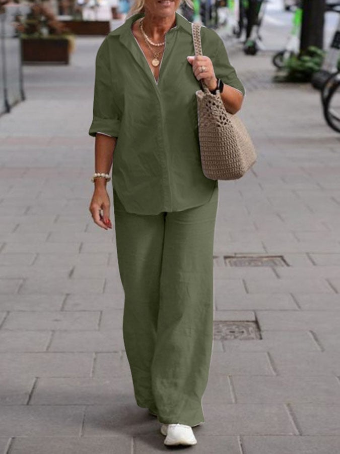 Women'S Casual Solid Color Two Piece Suit