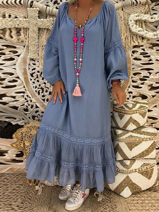 Long Sleeve Solid Color Dress