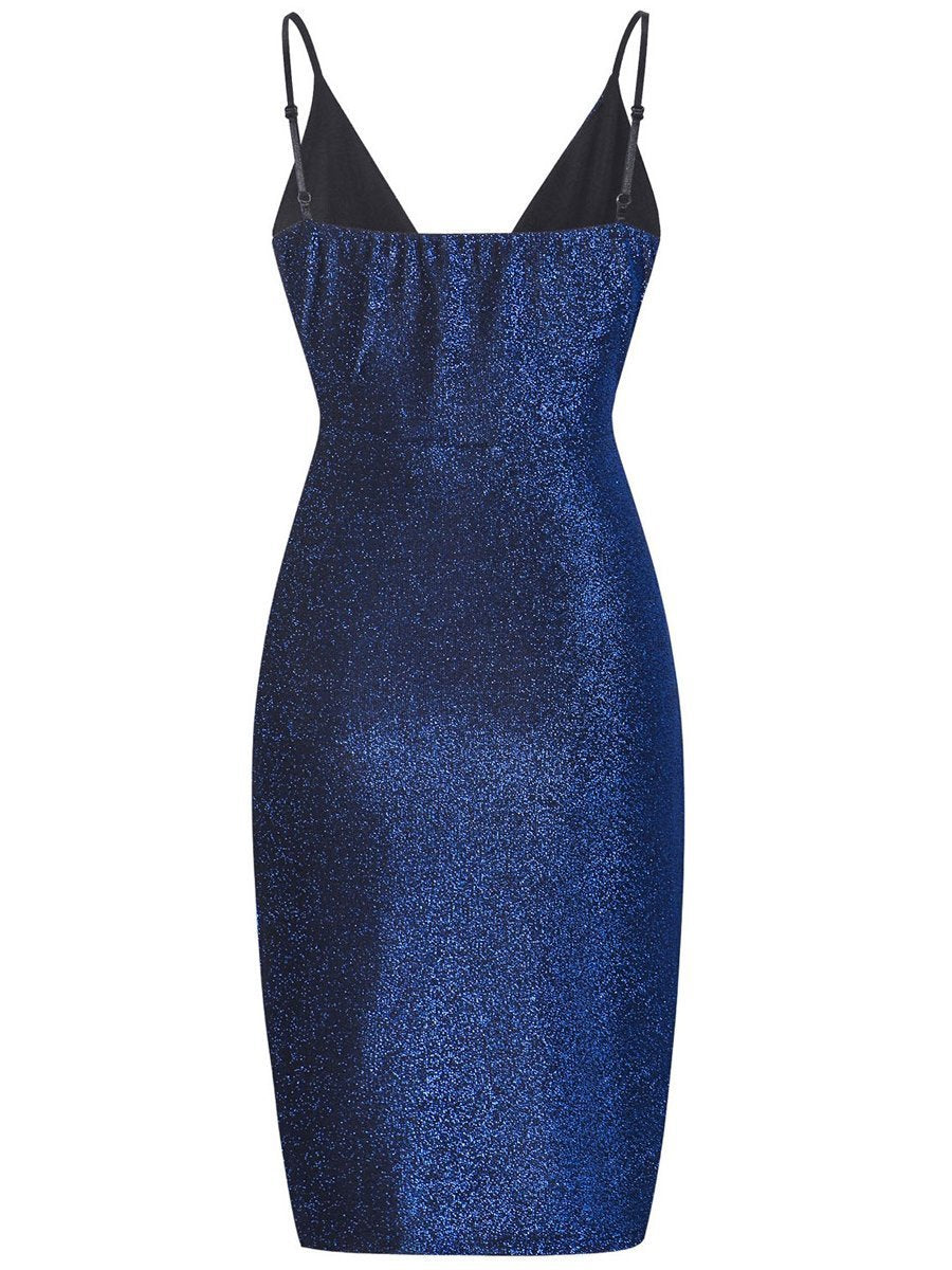 V-neck Bright Suspenders Bodycon Dresses