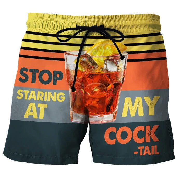 Stop Staring At My Cock Tail - Custom Beach Shorts - Swim Trunks