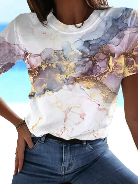 Women's Ocean Print Casual Tee