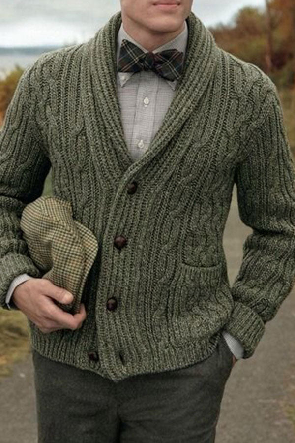 Men's Single Breasted Twisted Cardigan Sweater