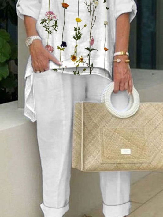 Floral Print Casual Two Piece