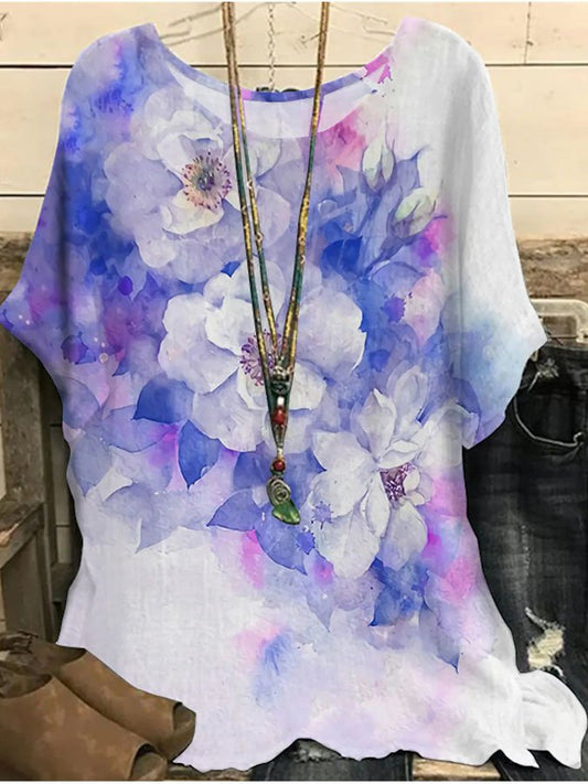 Fashion Print Loose Short Sleeve Top