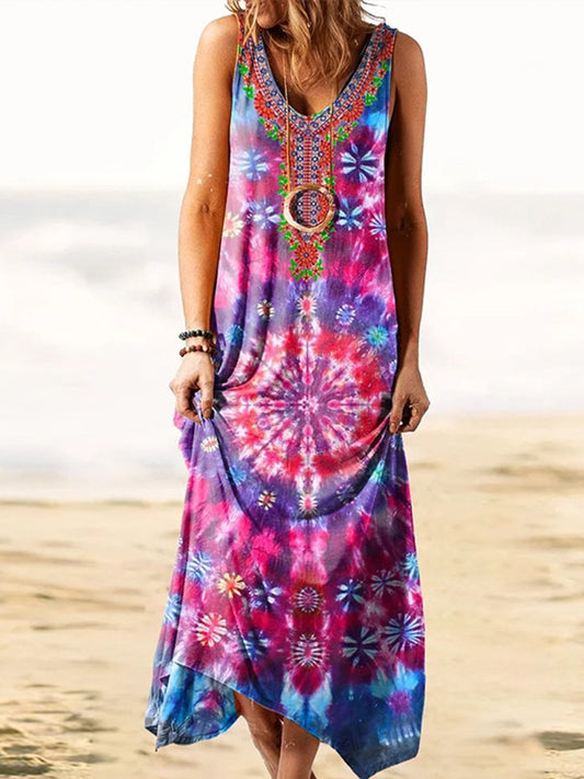 Tie Dye Printed Maxi Slip Dress