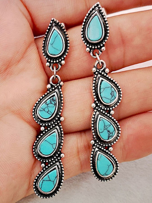 Vintage Creative Leaf Turquoise Earrings