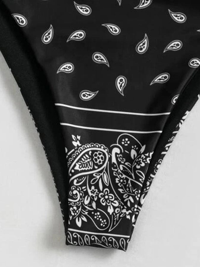 Vintage Bohemian sexy final printing system with split bikini