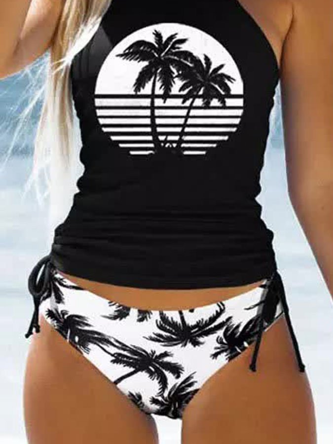 Vacation Coconut Tree Print Swimsuit