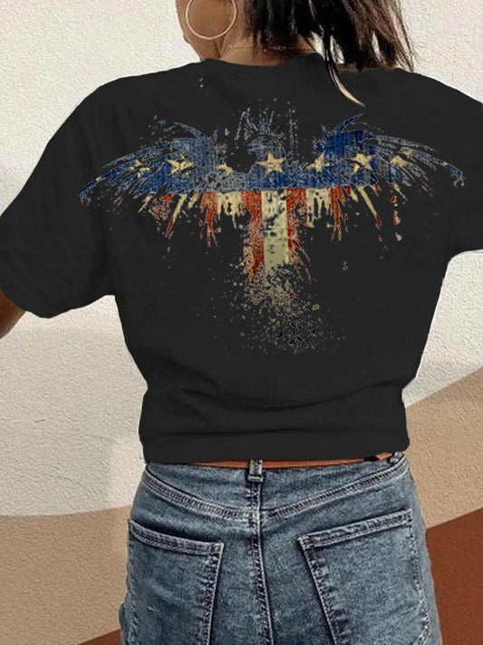 Women's Flag Print Crew Neck T-Shirt