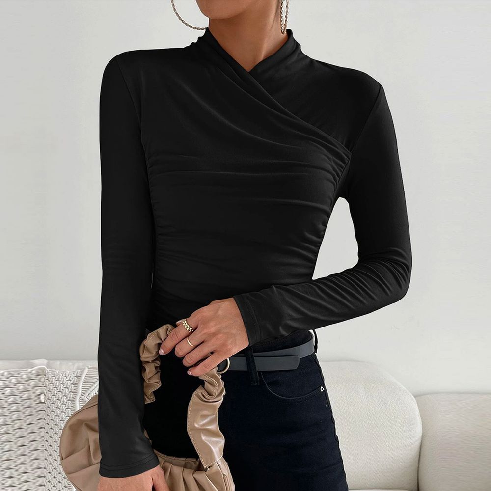 Black Long Sleeve Plain Top