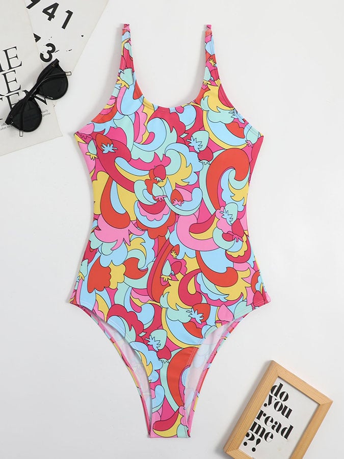 Sexy one-piece printed swimming resort bikini
