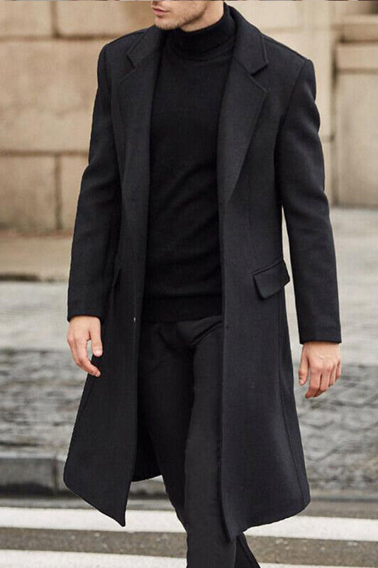Men's Long Trench Coat Woolen Coat