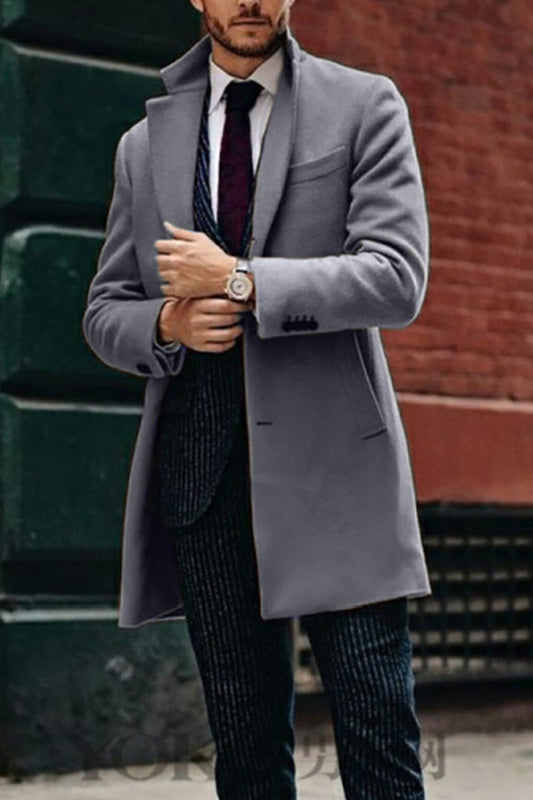 Men's Mid-length Long-sleeved Woolen Coat