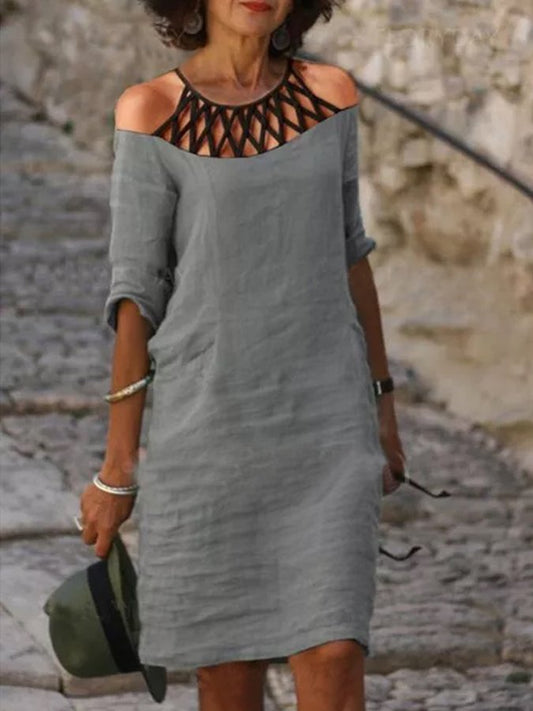 Paneled Cutout Solid Color Dress