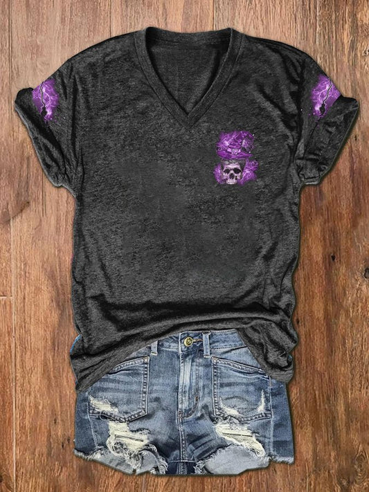 Women's Who Needs Halloween I’m A Witch Skull Print V-Neck T-Shirt