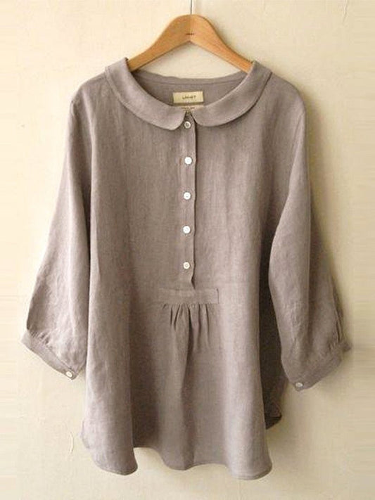Women Cotton Linen Seven Sleeve Shirt