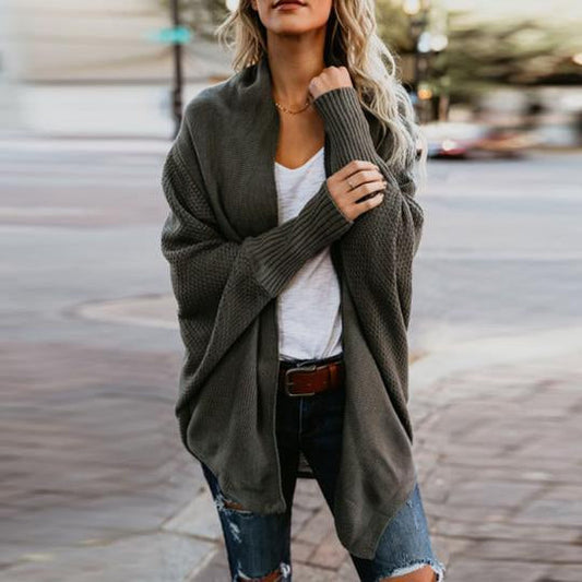 Asymmetric Hem Batwing Sleeve Cardigans