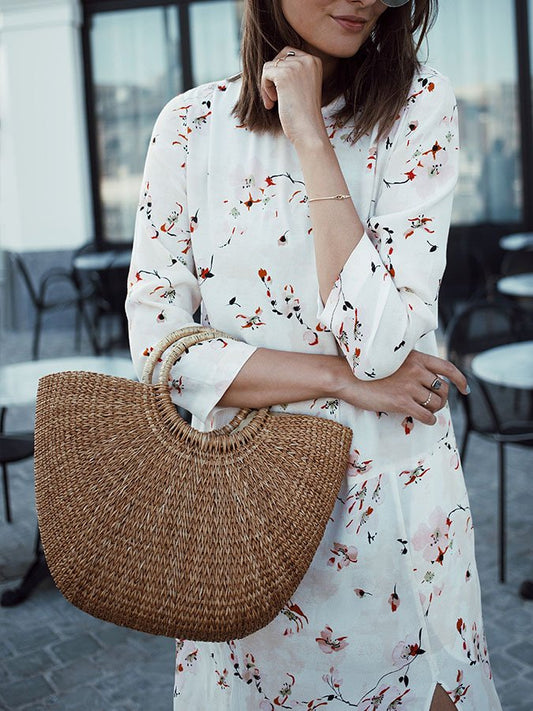 Anchor Print Panelled Shoulder Bag