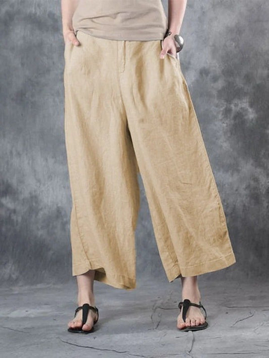 Women's Cotton Linen Casual Ninth Pants
