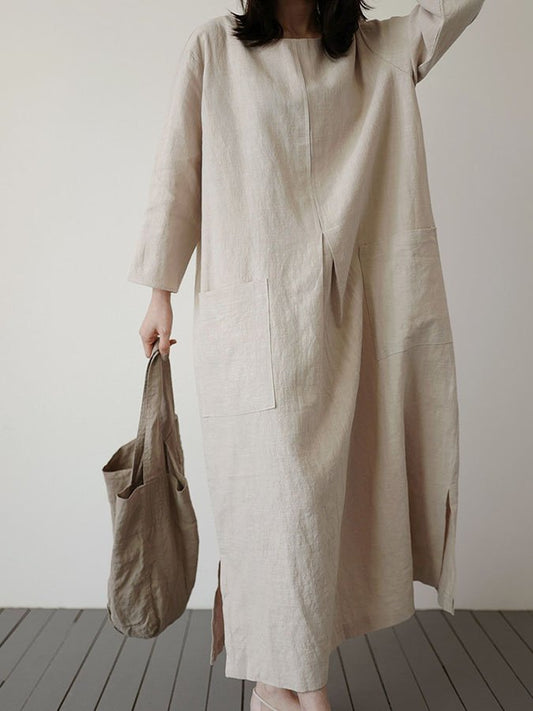 Round Neck Long Sleeve Dress